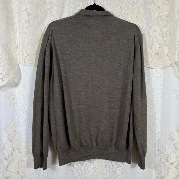 Nordstrom Extrafine Merino Wool Polo Sweater Brown Quiet Luxury Size Large - Picture 8 of 8